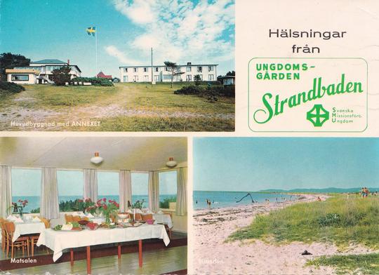 Strandbaden Ungdomsgården Strandbaden, vykort skickat 1968